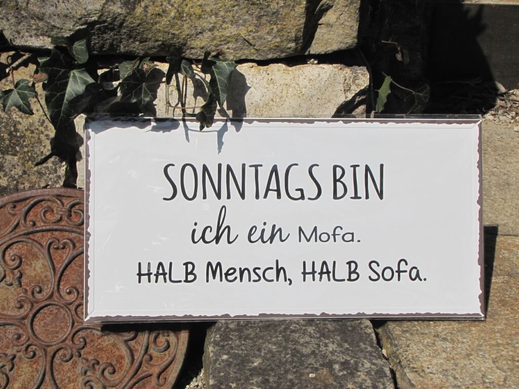 Shabby Chic Metallspruchschild Mofa Angels Garden