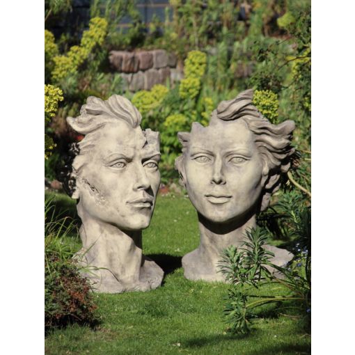 Skulptur Männergesicht aus Steinguss, 88 cm - Angels Garden Dekoshop