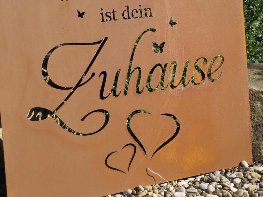 Edelrost Gedichttafel Herz Zuhause Angels Garden