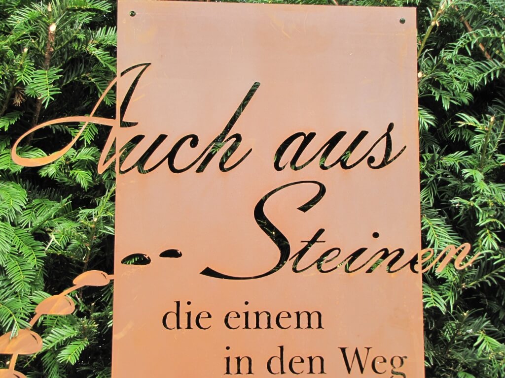 Gedichttafel Steiniger Weg aus Edelrost Angels Garden