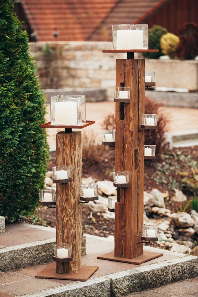 Edelrost Kerzenhalter Natur eckig Angels Garden