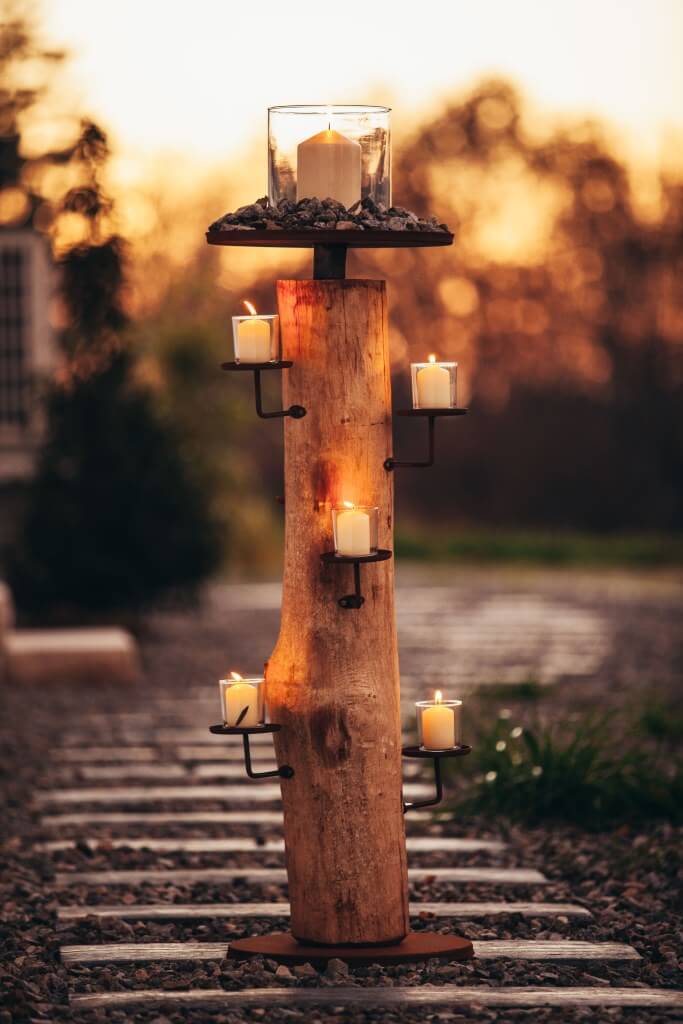 Edelrost Kerzenhalter Natur, rund, 2 Größen Angels Garden