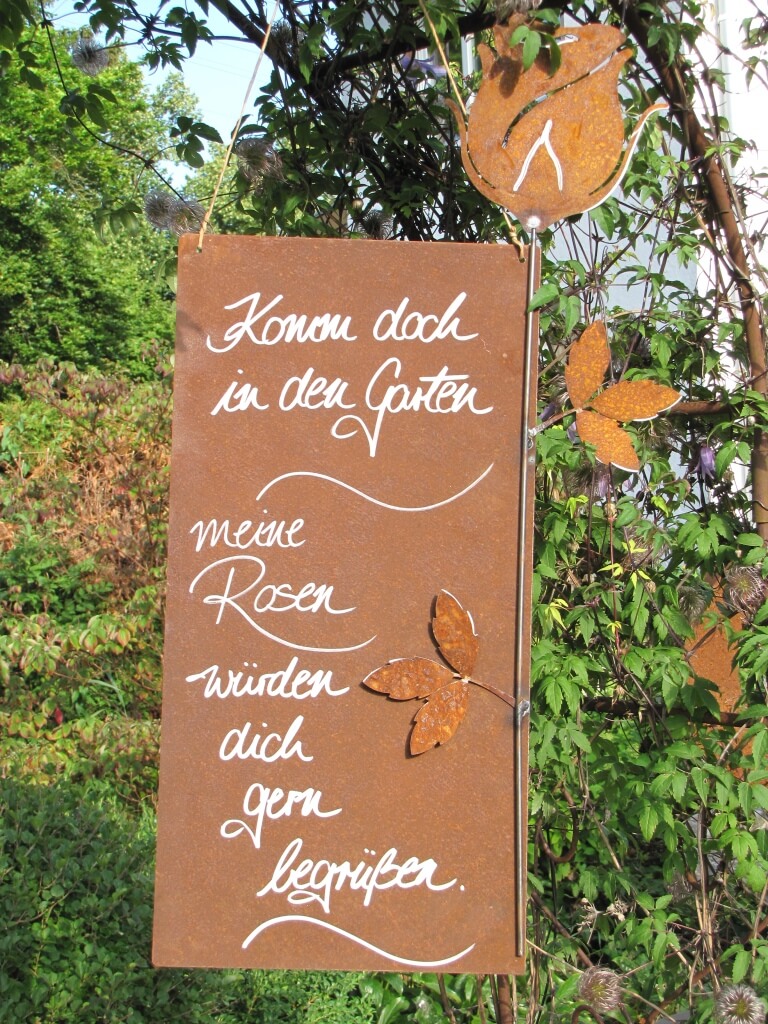 Edelrost Schild mit Rose "Garten Rose" Angels Garden
