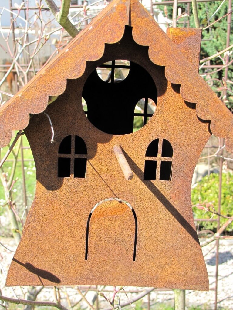 kleines Vogelhaus zum Hängen aus Edelrost - Angels Garden Dekoshop