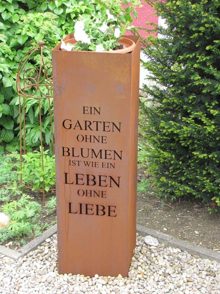 Edelrost Saule Rostsaule Mit Garten Gedicht Angels Garden Dekoshop