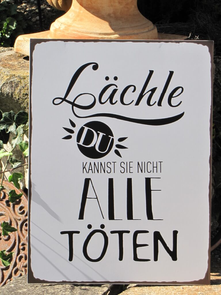 Shabby Chic Metallspruchschild "Lächle" Angels Garden