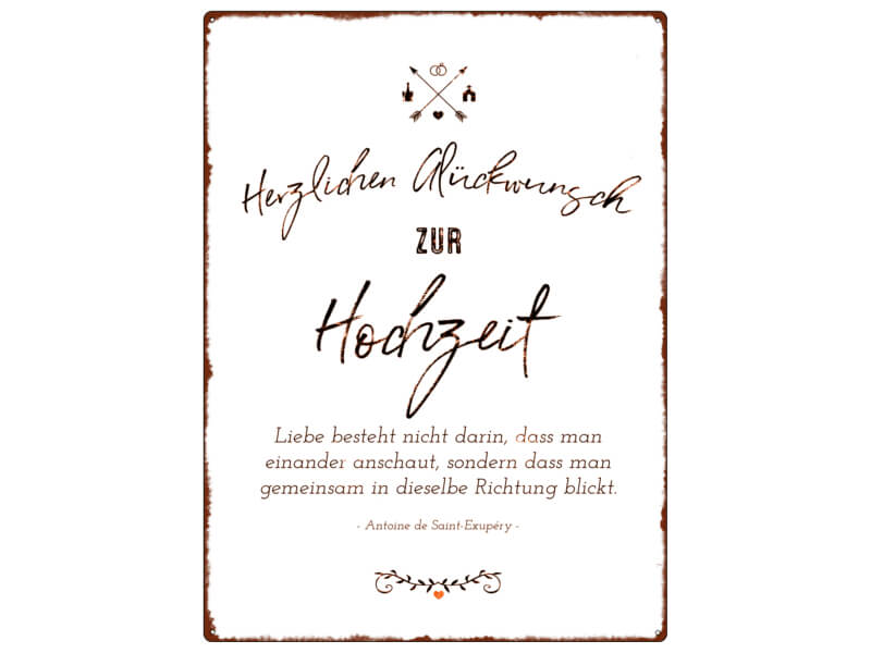 Shabby Chic Metallspruchschild Hochzeit Angels Garden