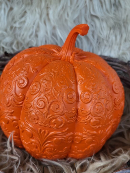 Kunststoff Kürbis Noctus mit Ornamentmuster, orange
