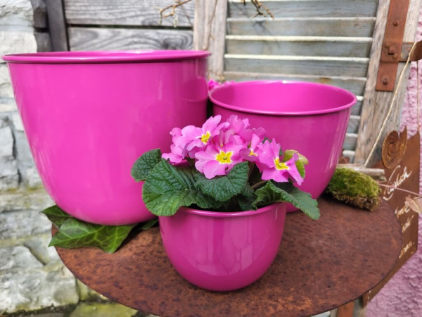 3er-Set Metall Übertopf Evania, pink