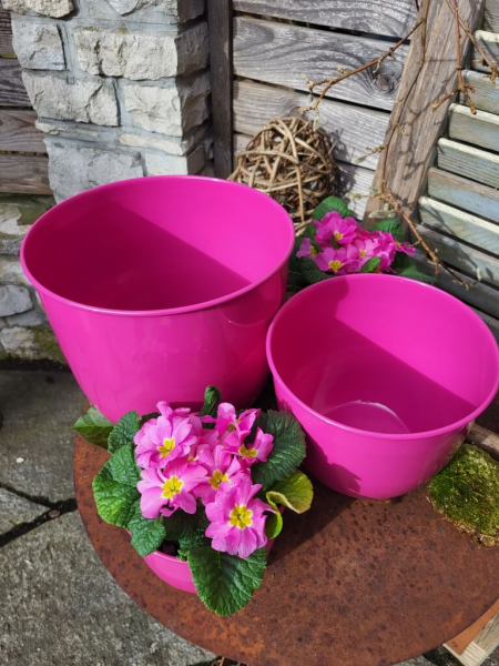 3er-Set Metall Übertopf Evania, pink