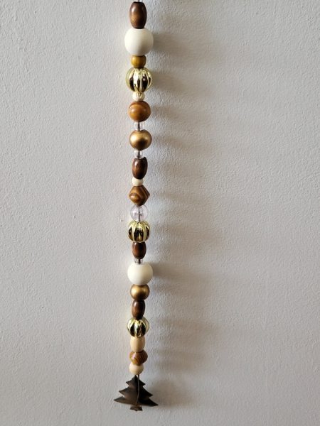 Weihnachtshänger Holz-Gold, mit silbernem Baum