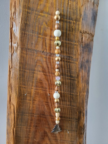 Weihnachtshänger Holz-Gold, mit silbernem Baum