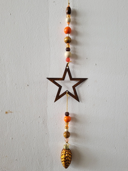 Weihnachtshänger Zapfen orange mit Roststern