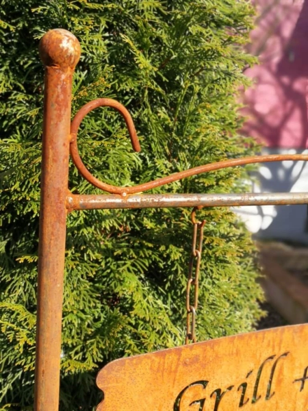 Edelrost Spruchschild Grill+Chill Lounge, inkl. Ampelhalter