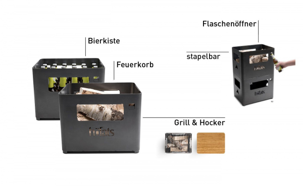Edelrost Feuerkorb BEER BOX