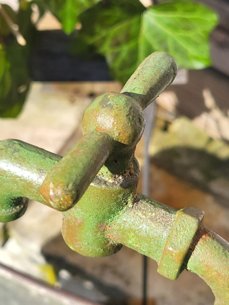 Pflanzwanne mit Wasserhahn, grün rustikal