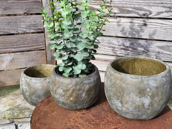 Blumentopf Anton rund, grau