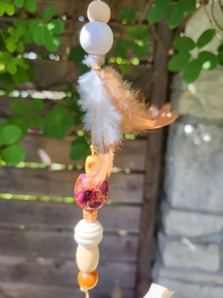 Boho-Hänger Modell A, Treibholz, Federn