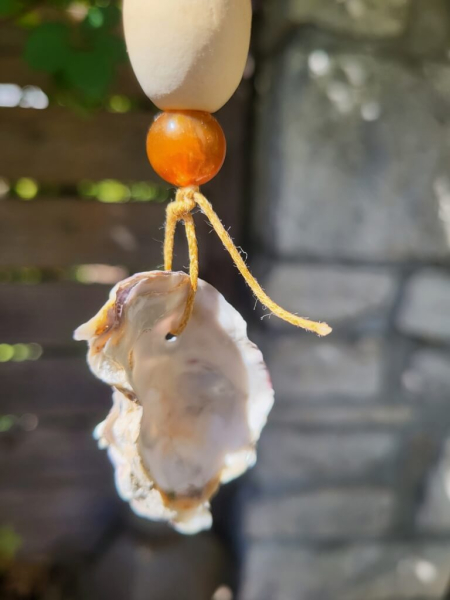 Boho-Hänger Modell B, Treibholz, Federn, Muscheln