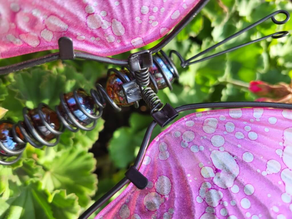 Boho Topfstecker Schmetterling, Glas, pink