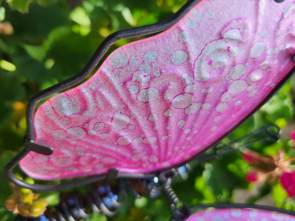 Boho Topfstecker Schmetterling, Glas, pink