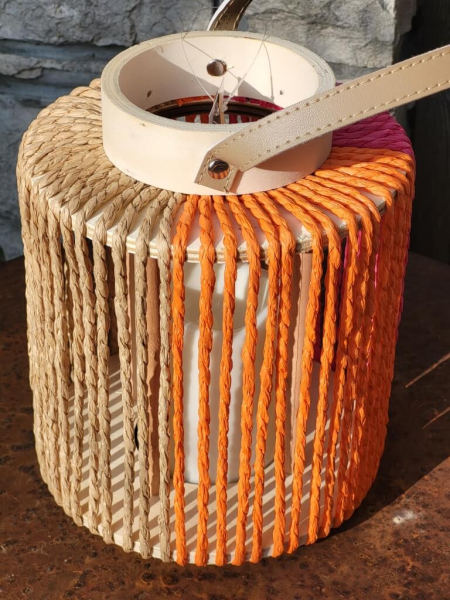 Boho LED Laterne Nista rund, pink-orange