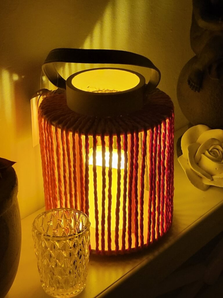 Boho LED Laterne Nista quadratisch, pink-orange