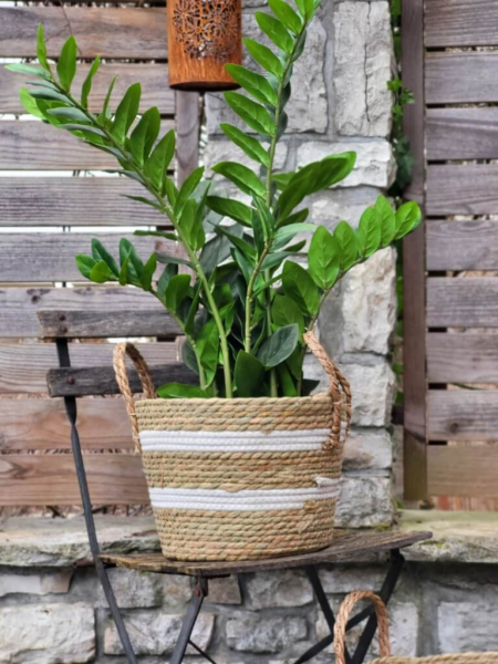 Boho Korbset 3-teilig, natur-weiß