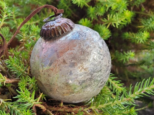 Christbaumkugel Athrios rund, braun-altgold, glänzend