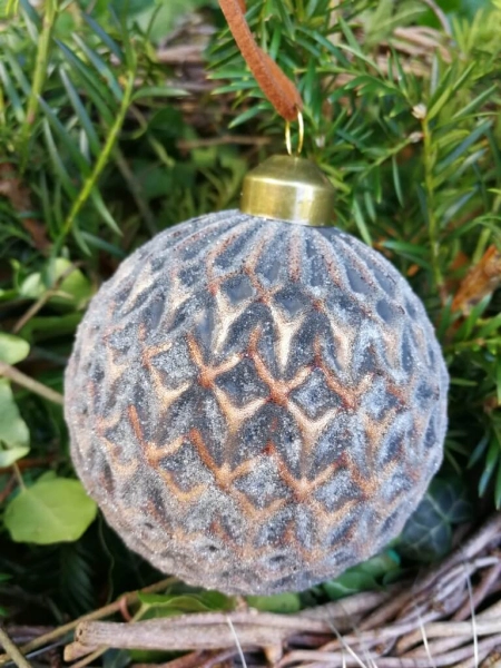 Christbaumkugel Babiole, Rauten, Rostoptik geeist