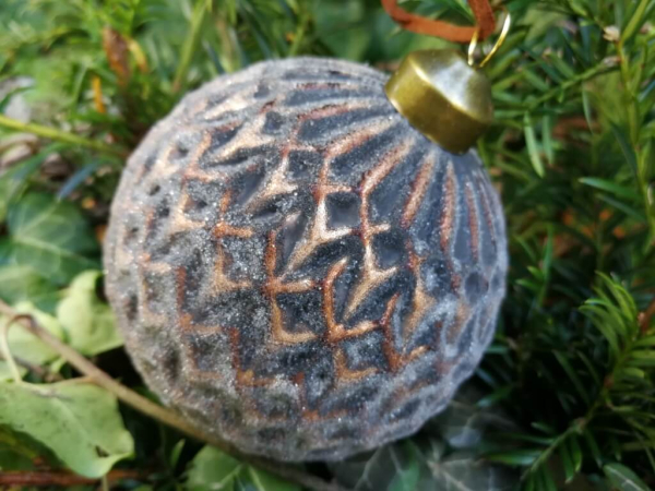 Christbaumkugel Babiole, Rauten, Rostoptik geeist