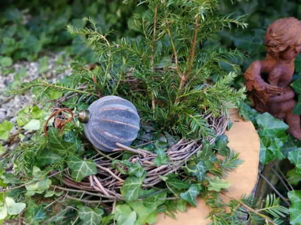 Christbaumkugel Babiole, Streifen breit, Rostoptik geeist
