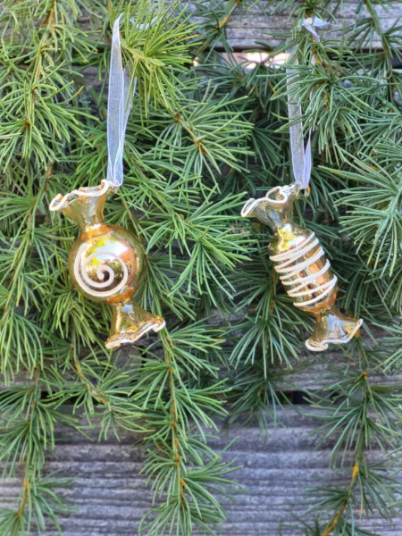 Christbaumkugel Bonbon gold, rund