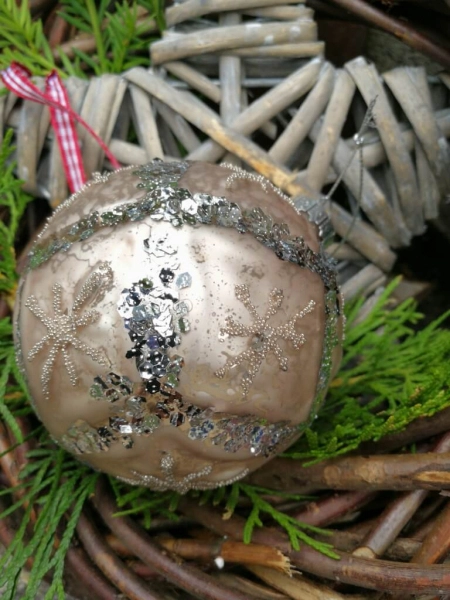 Christbaumkugel Cosmata Glitter, hellbraun