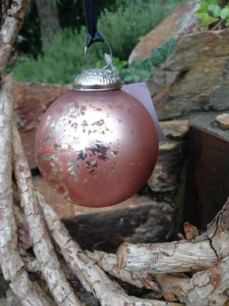 Christbaumkugel aus Glas, Penelope, beerenfarben