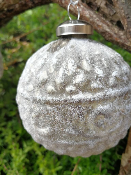 Christbaumkugel Barock, altsilber