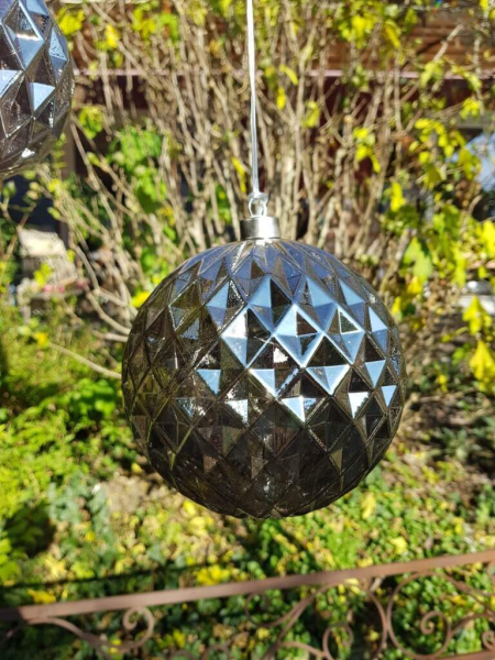 Christbaumkugel LED grau-silber
