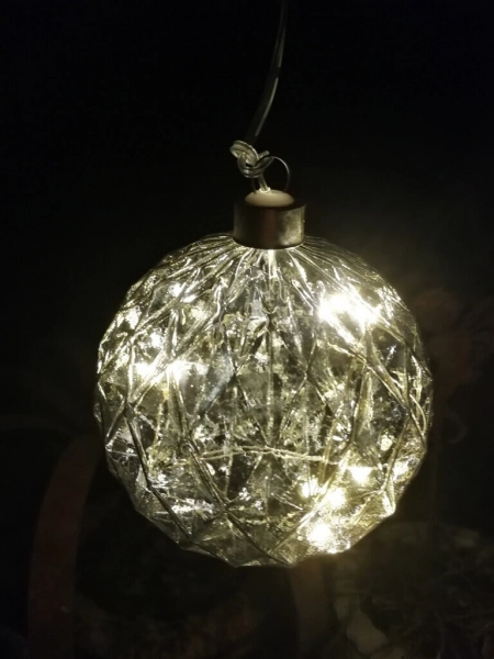 Christbaumkugel LED grau-silber