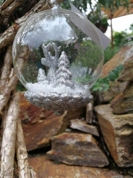 Christbaumkugel Hirsch silber