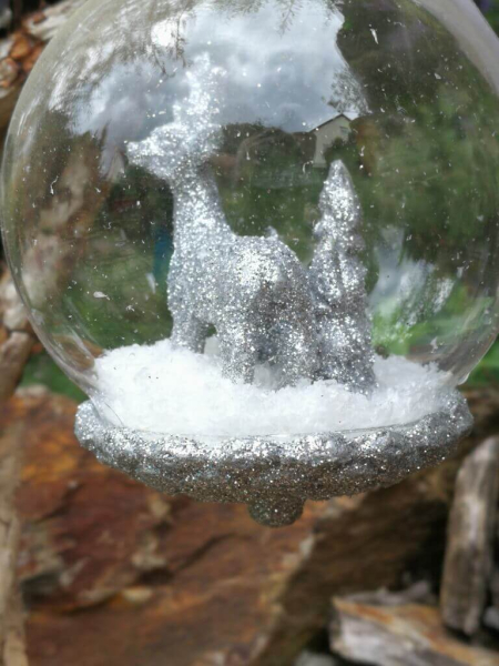 Christbaumkugel Hirsch silber
