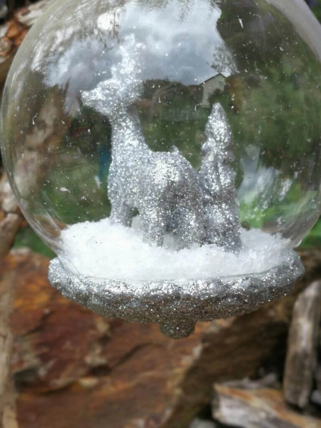 Christbaumkugel Hirsch silber