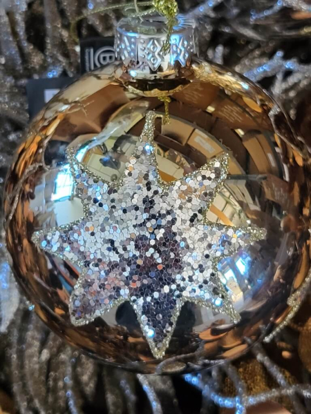 Christbaumkugel Glitzerstern, gold