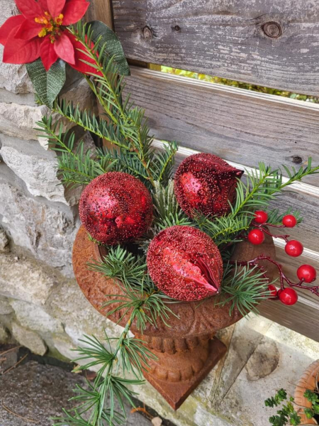 Christbaumkugel Kokkino, dunkelrot, Zapfen