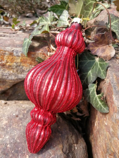 Christbaumkugel Kegel Lilith, Rot-Glitzer