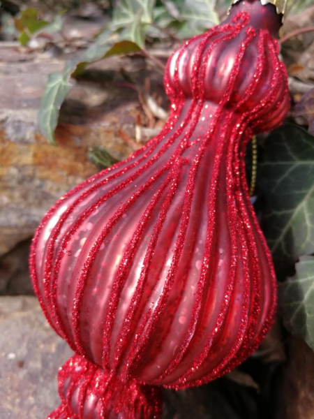 Christbaumkugel Kegel Lilith, Rot-Glitzer