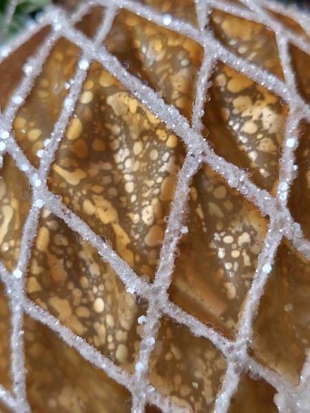 Christbaumkugel Pompös, Rauten gold mit weiß