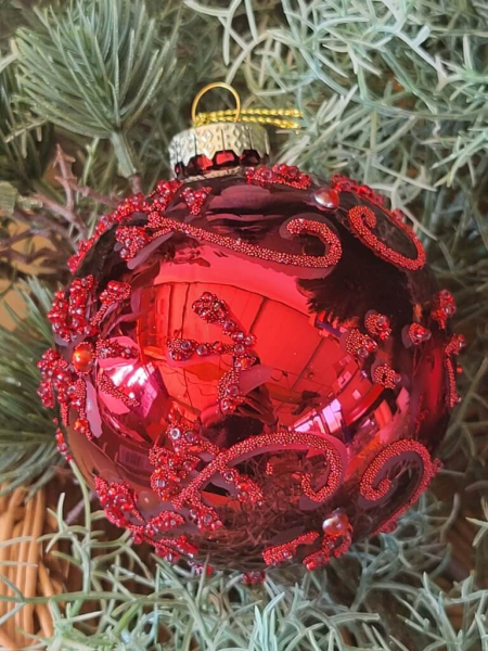 Christbaumkugel Oriana, Ornament glänzend, rot