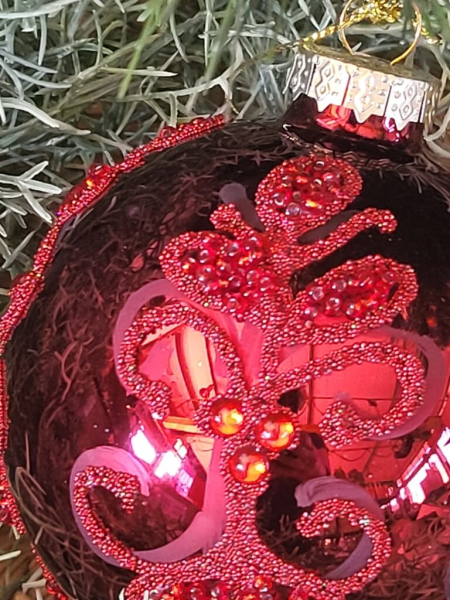 Christbaumkugel Oriana, Ornament Blüte glänzend, rot