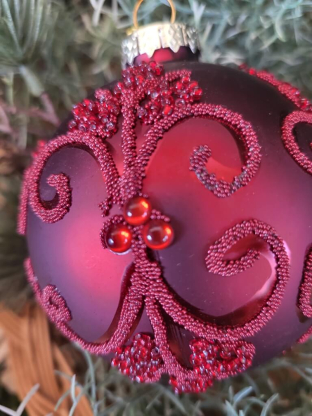 Christbaumkugel Oriana, Ornament Blüte matt, rot