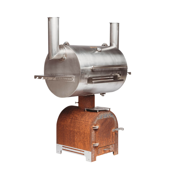 Cortenstahl Edelrost Smoker Holzkohlegrill Smoky Beast silver